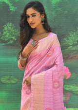 Candy Pink Banarasi Jacquard Silk Saree