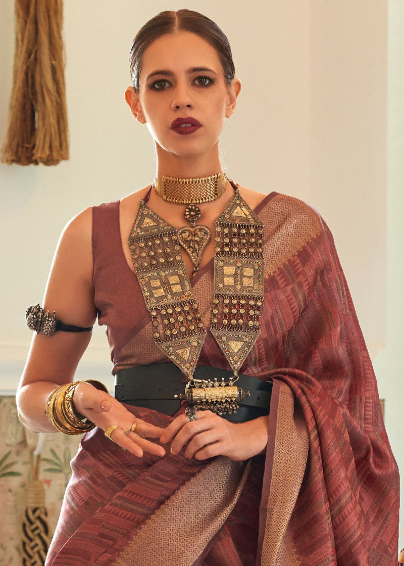 Kalki koechlin handloom traditional wear banarasi designer saree with blouse