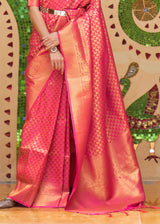 Rose Pink Zari Woven Kanjivaram Saree