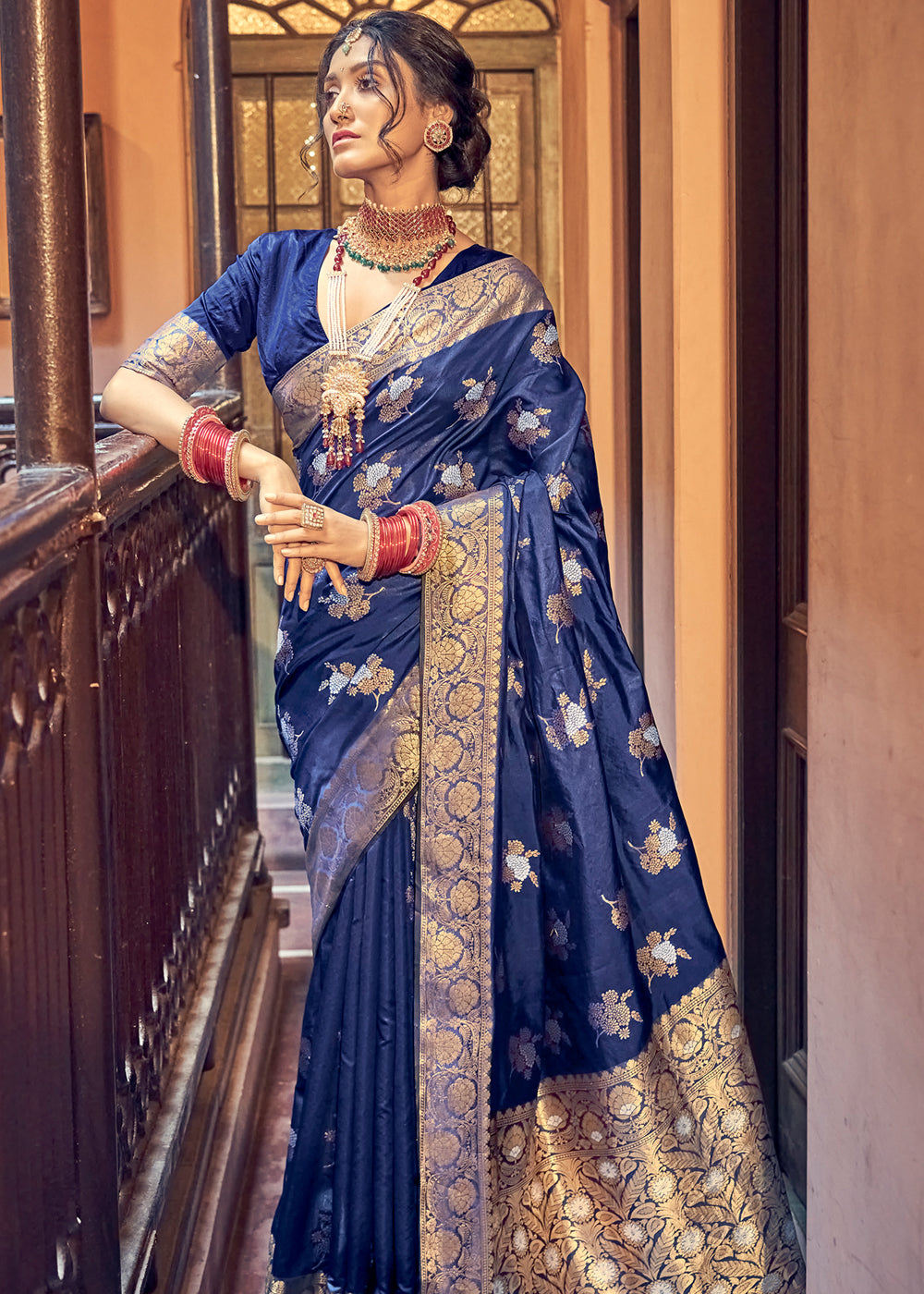 Buy MySilkLove Cloud Blue Zari Woven Banarasi Brocade Saree Online