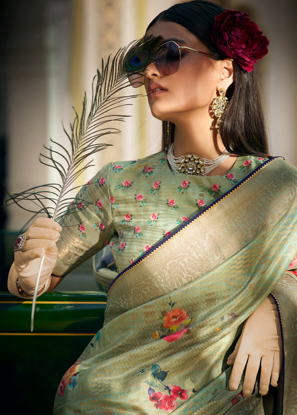 Buy MySilkLove Avocado Light Green Handloom woven Saree Online