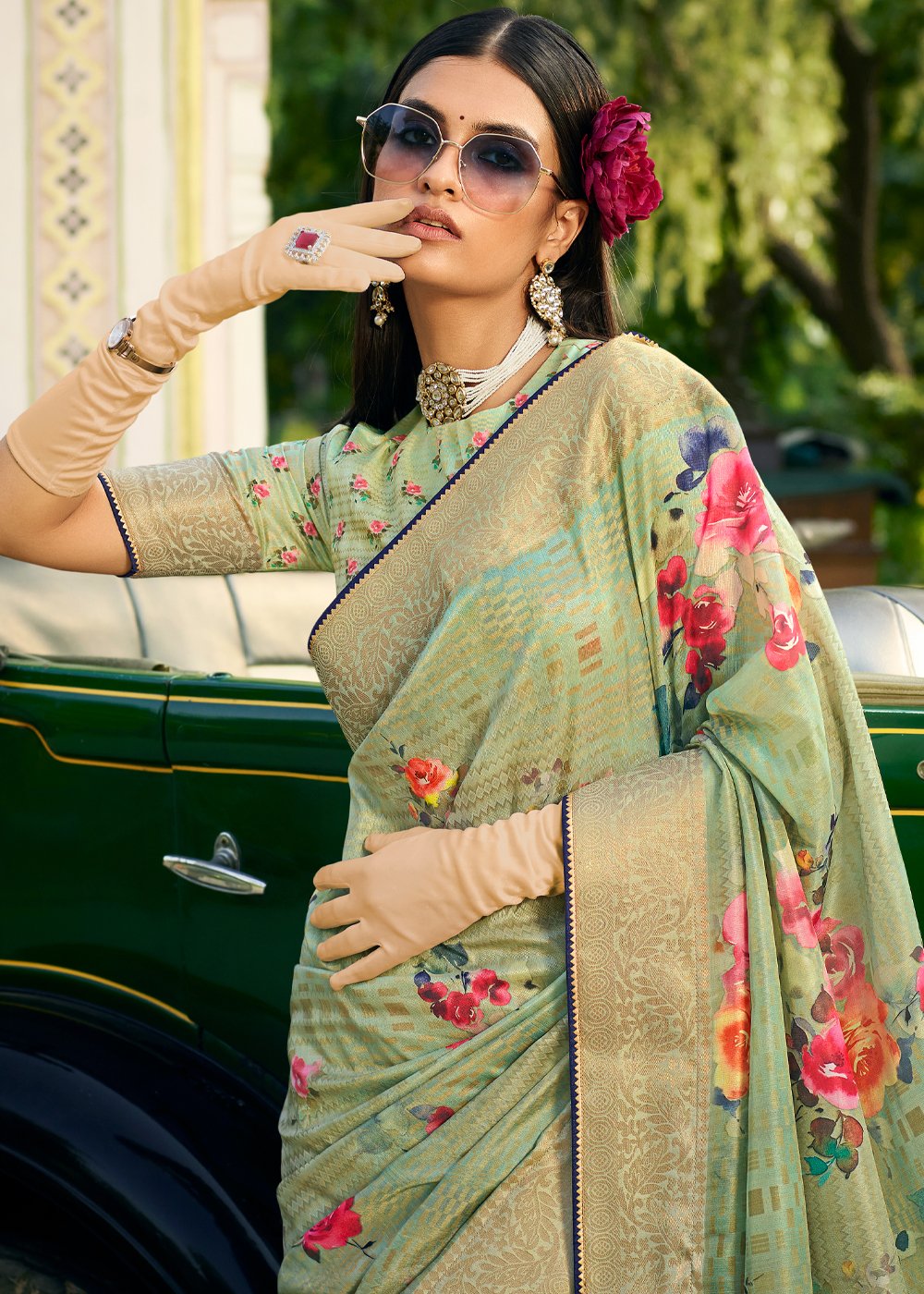 Buy MySilkLove Avocado Light Green Handloom woven Saree Online