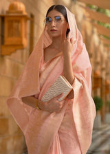 Cashmere Pink Zari Woven Banarasi Silk Saree