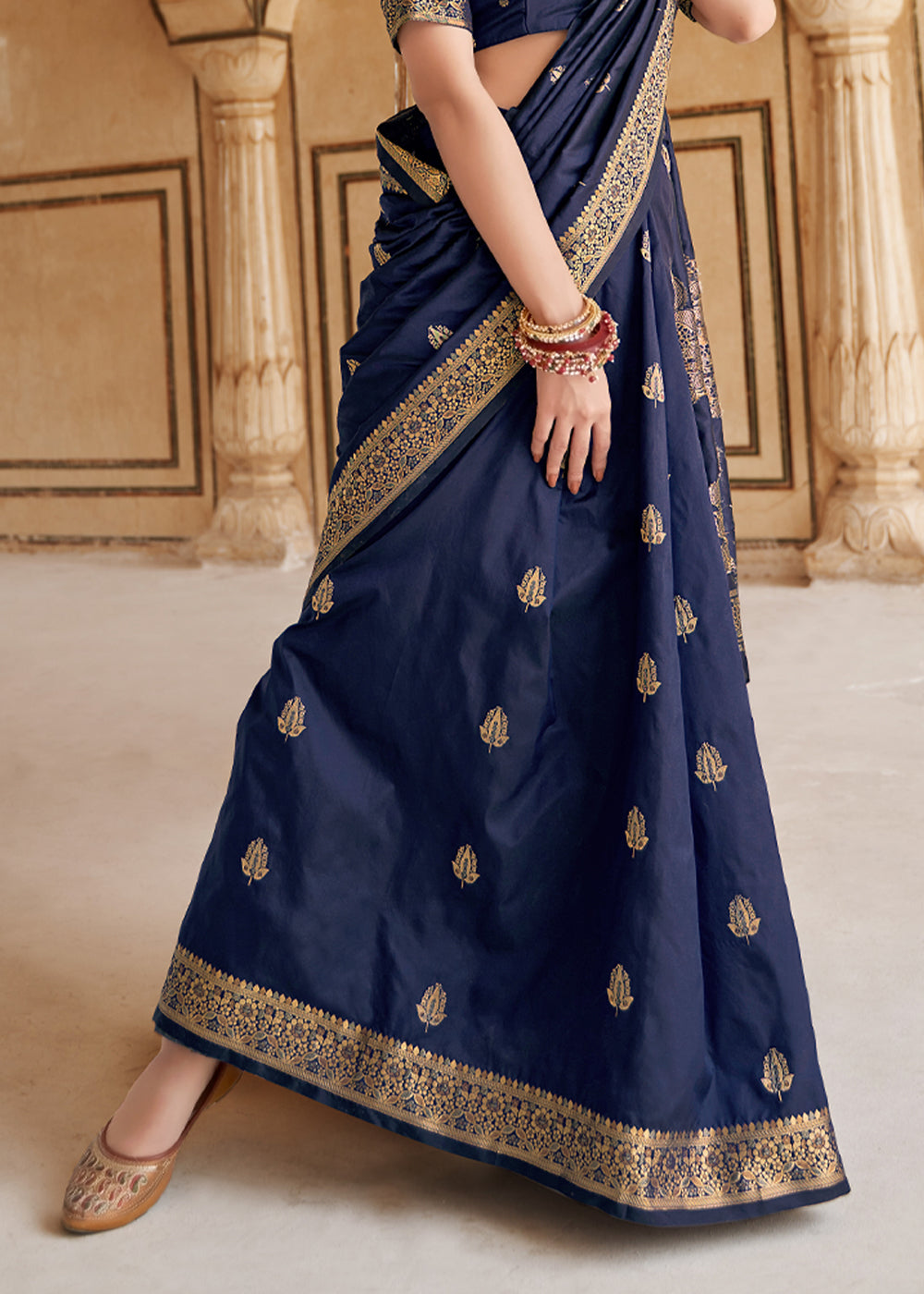 Buy MySilkLove Comet Blue Zari Woven Banarasi Silk Saree Online