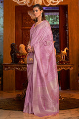 Cupid Pink Zari Woven Banarasi Saree