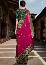 Brick Pink  Zari Woven Banarasi Silk Saree