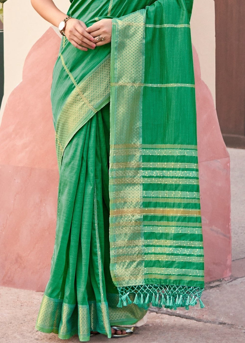Chateau Green Zari Woven South Silk Saree