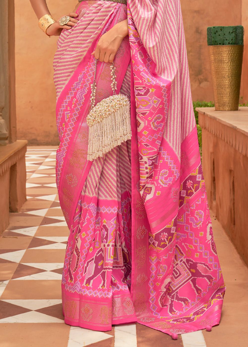 Buy MySilkLove Blush Pink Patola Silk Saree Online