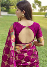Hopbush Purple Zari Woven Tussar Silk Saree