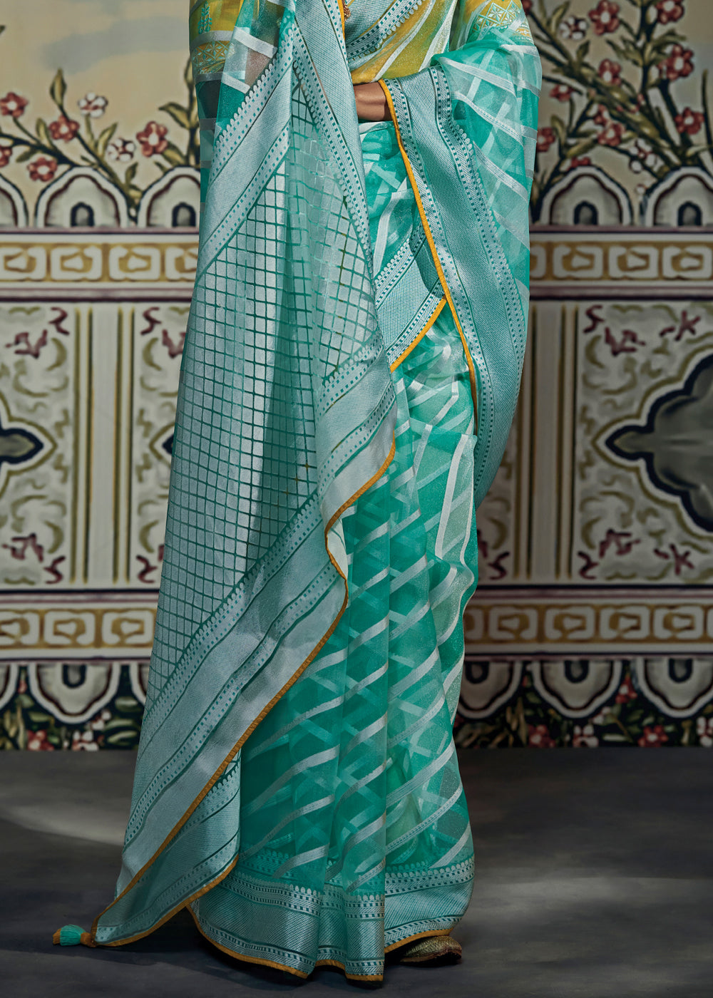 Buy MySilkLove Mint Tulip Blue Woven Soft Silk Saree with Embroidered Blouse Online