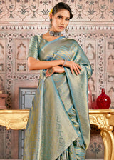 Gothic Blue South Silk Saree