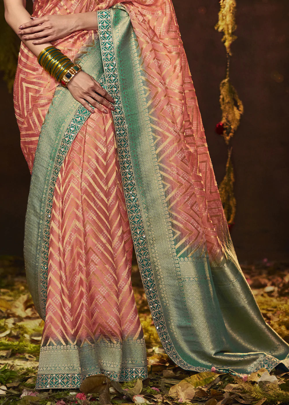 Buy MySilkLove Contessa Pink Woven Georgette Designer Saree with Embroidered Blouse Online