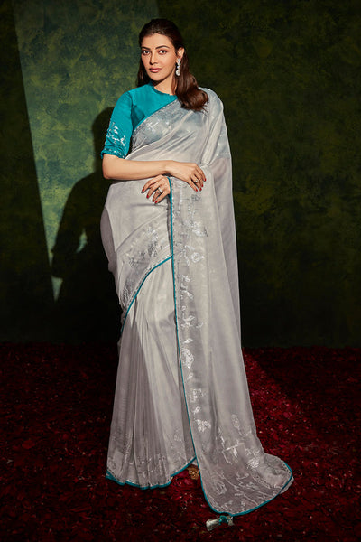 Shaded Blue Embroidered Saree With Blouse 5124SR09
