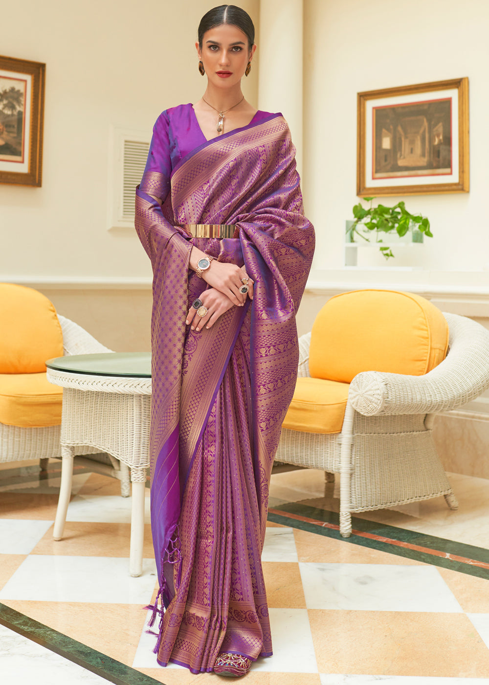 Buy MySilkLove Purple Plum Zari Woven Kanjivaram Saree Online