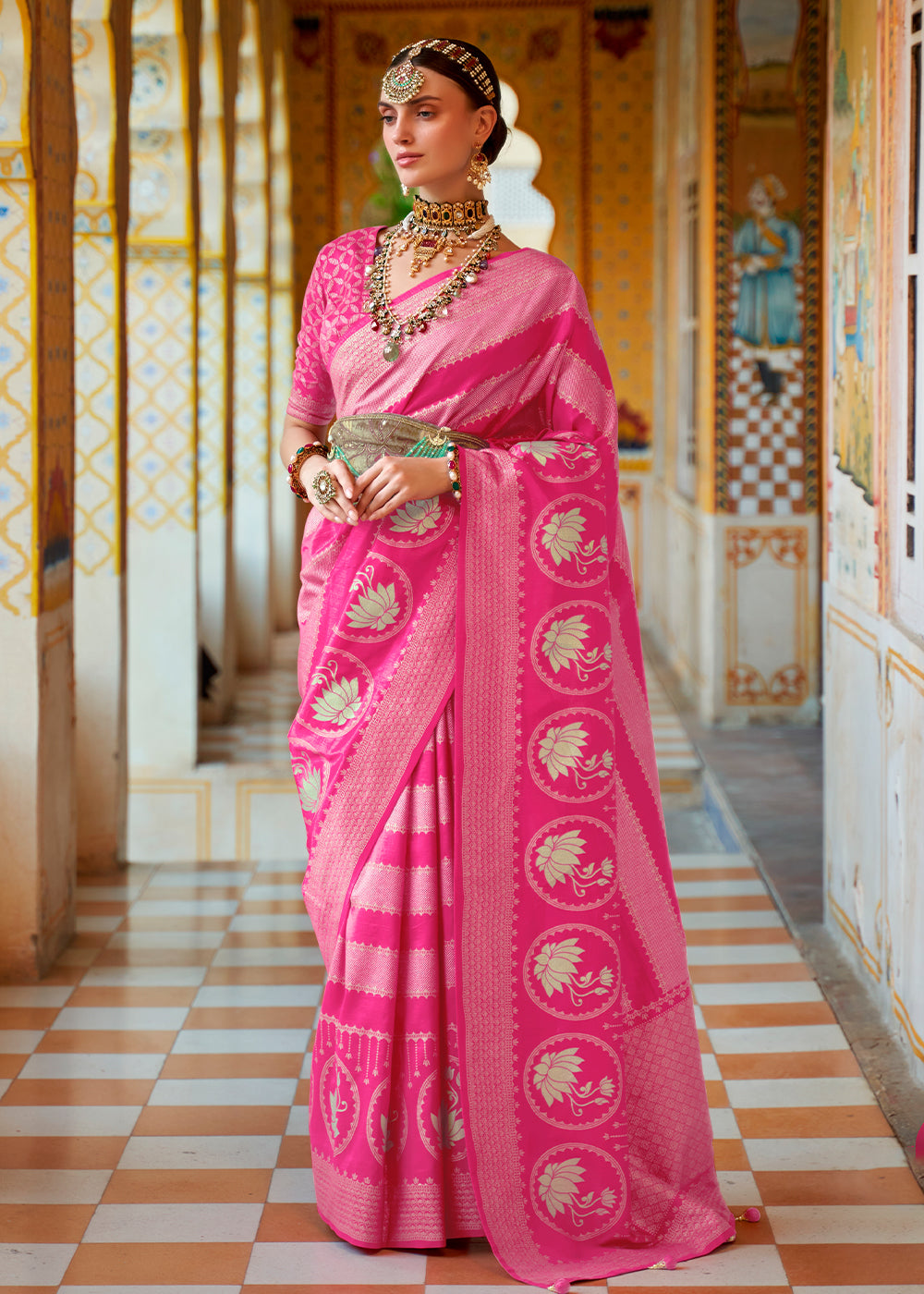 Buy MySilkLove Blush Pink Zari Woven Banarasi Saree Online