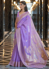 East Side Purple Banarasi Linen Saree