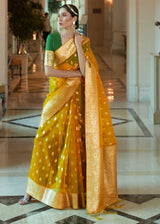 Prarthana Behere in Yellow Organza Silk Saree