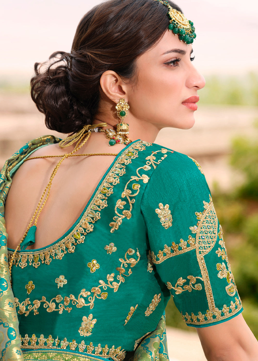 Buy MySilkLove Sage Green Woven Designer Banarasi Silk Saree Online