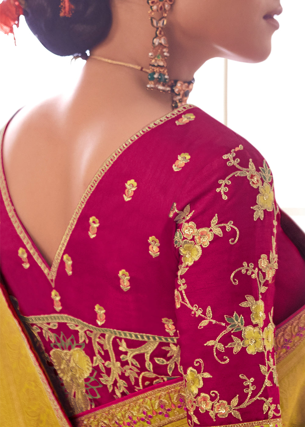 Buy MySilkLove Anzac Green and Red Banarasi Saree with Designer Blouse Online