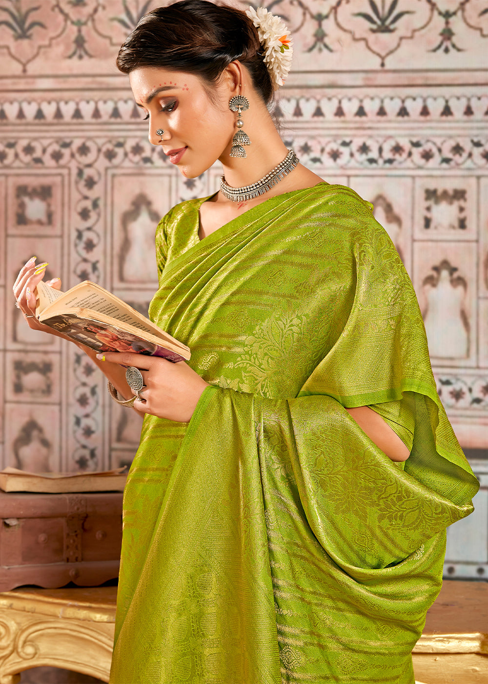 MySilkLove Citron Green South Silk Saree