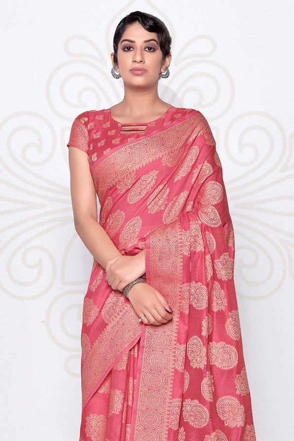 Buy MySilkLove Blush Pink Cotton Saree Online