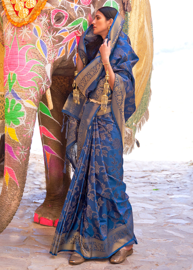 Matisse Blue Zari Woven Banarasi Handloom Saree