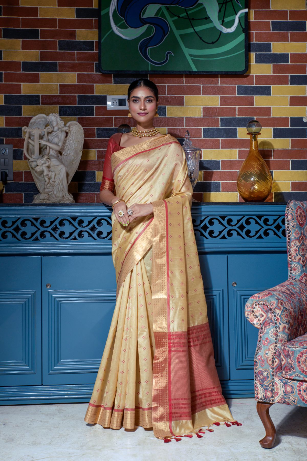 Buy MySilkLove Hampton Golden Banarasi Raw Silk Saree Online