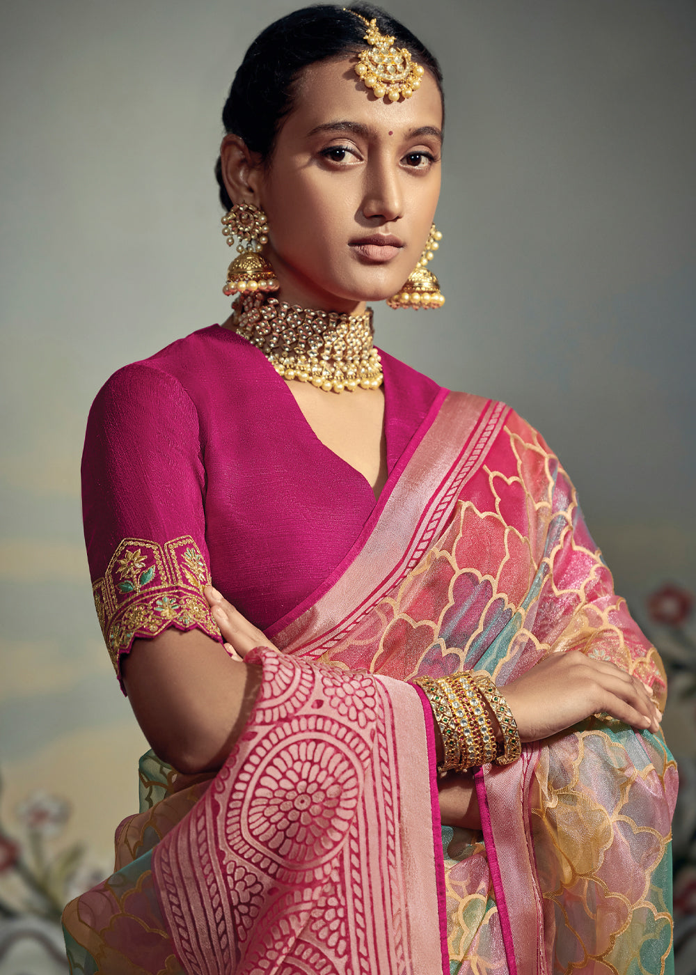 Buy MySilkLove Blush Pink Woven Soft Silk Saree with Embroidered Blouse Online