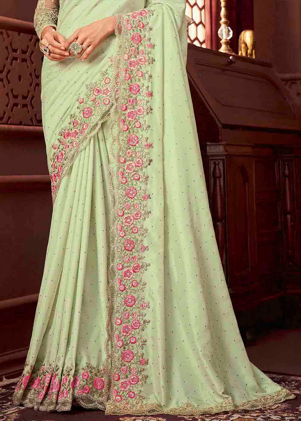 Buy MySilkLove Deco Green Designer Silk Saree Online