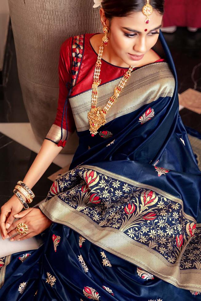 Port Gore Blue Handloom South Silk Saree