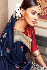 Port Gore Blue Handloom South Silk Saree