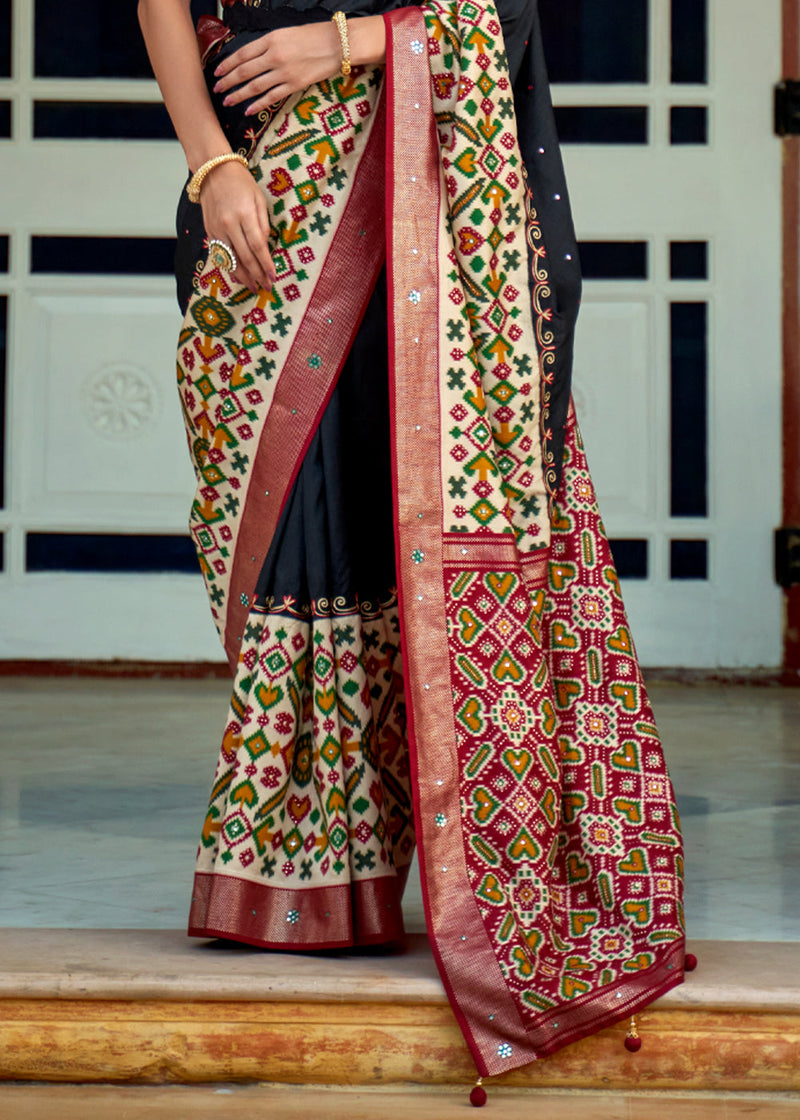 Buy Black Multicolor Patola Saree Online in USA with Embroidered Border –  Pure Elegance