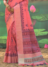 Tulip Pink Cotton Silk Printed Saree