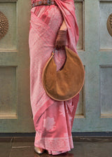 Tulip Pink Lucknowi Woven Chikankari Saree