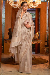 Desert Sand Light Brown Zari Woven Banarasi Saree