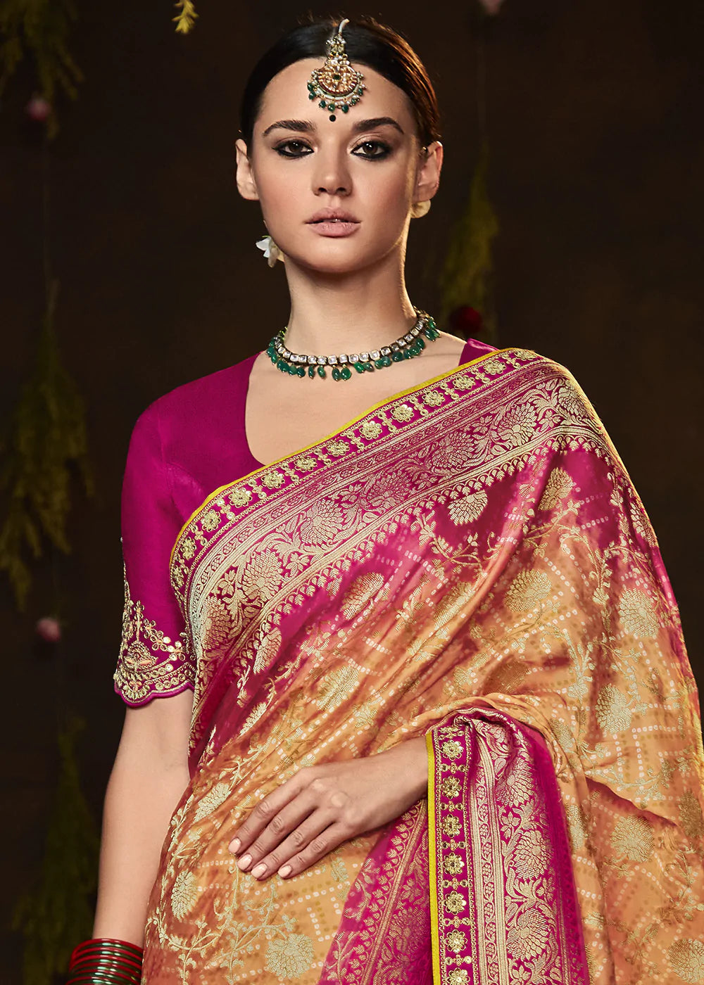 Buy MySilkLove Tumbleweed Orange Woven Georgette Designer Saree with Embroidered Blouse Online