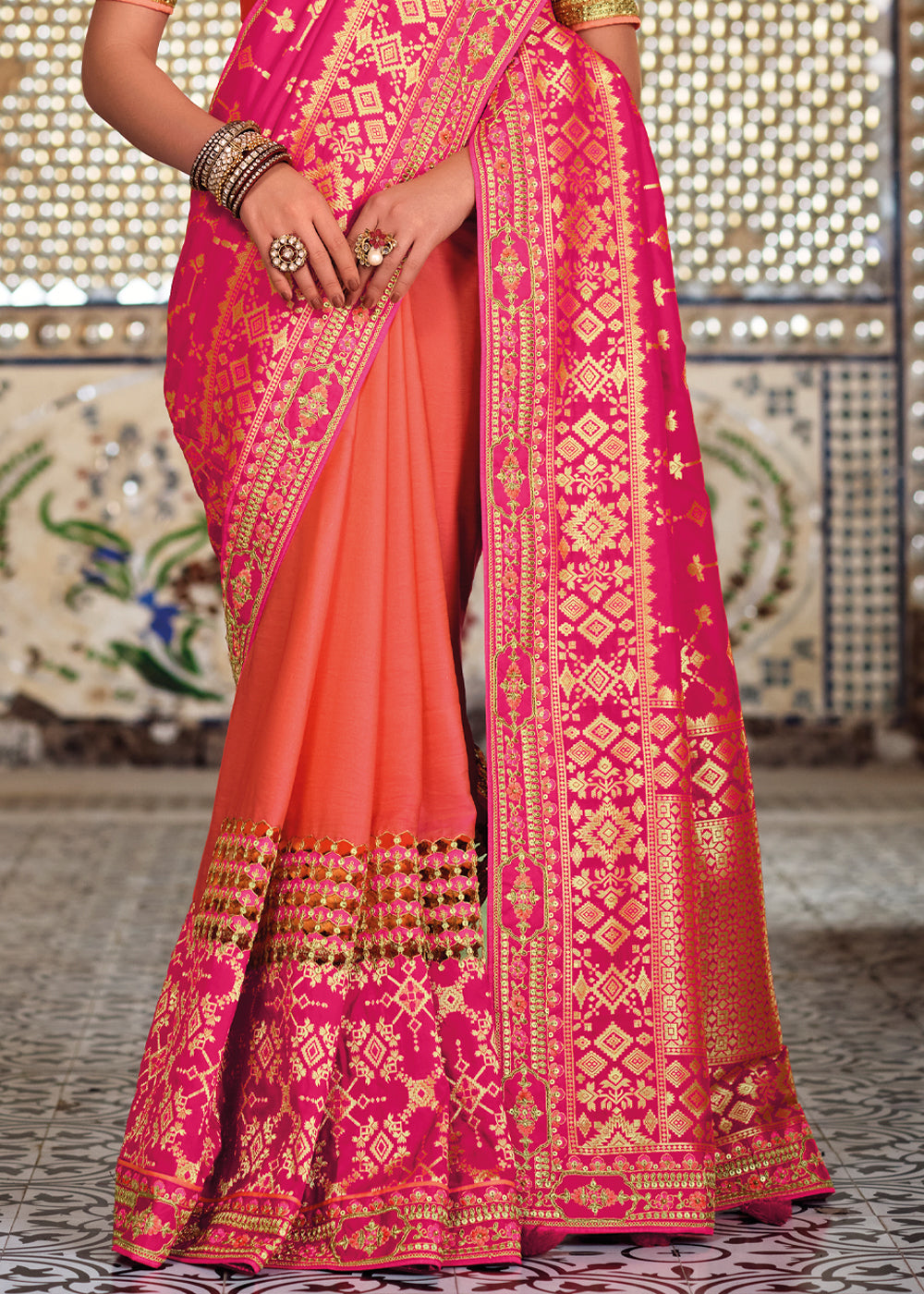 Buy MySilkLove Roman Pink Zari Woven Designer Banarasi Saree Online