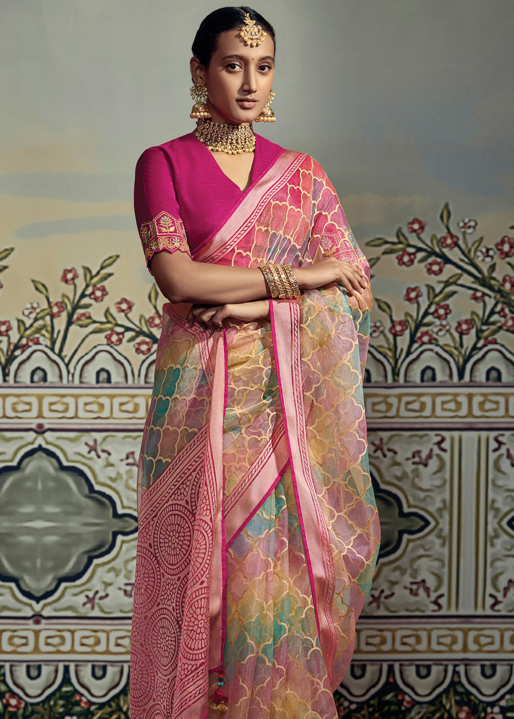 Buy MySilkLove Blush Pink Woven Soft Silk Saree with Embroidered Blouse Online