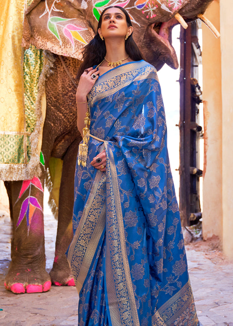 Matisse Blue Zari Woven Banarasi Handloom Saree