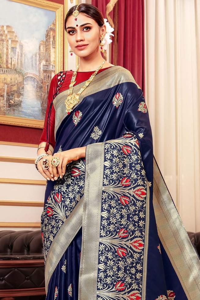 Port Gore Blue Handloom South Silk Saree