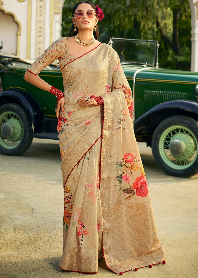 Brass Brown Handloom woven Saree