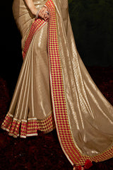 Teak Golden and Red Handloom South Silk Saree