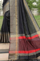 Eerie Black Tussar Silk Saree