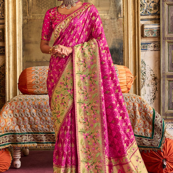 CM - Purple Colour Lichi Silk Saree