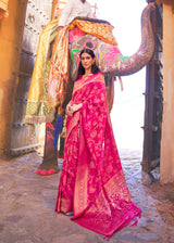 Mandy Pink Zari Woven Banarasi Handloom Saree