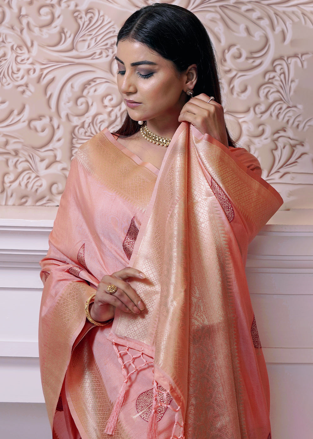 Buy MySilkLove Illusion Pink Banarasi Saree Online