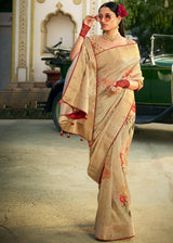 Brass Brown Handloom woven Saree