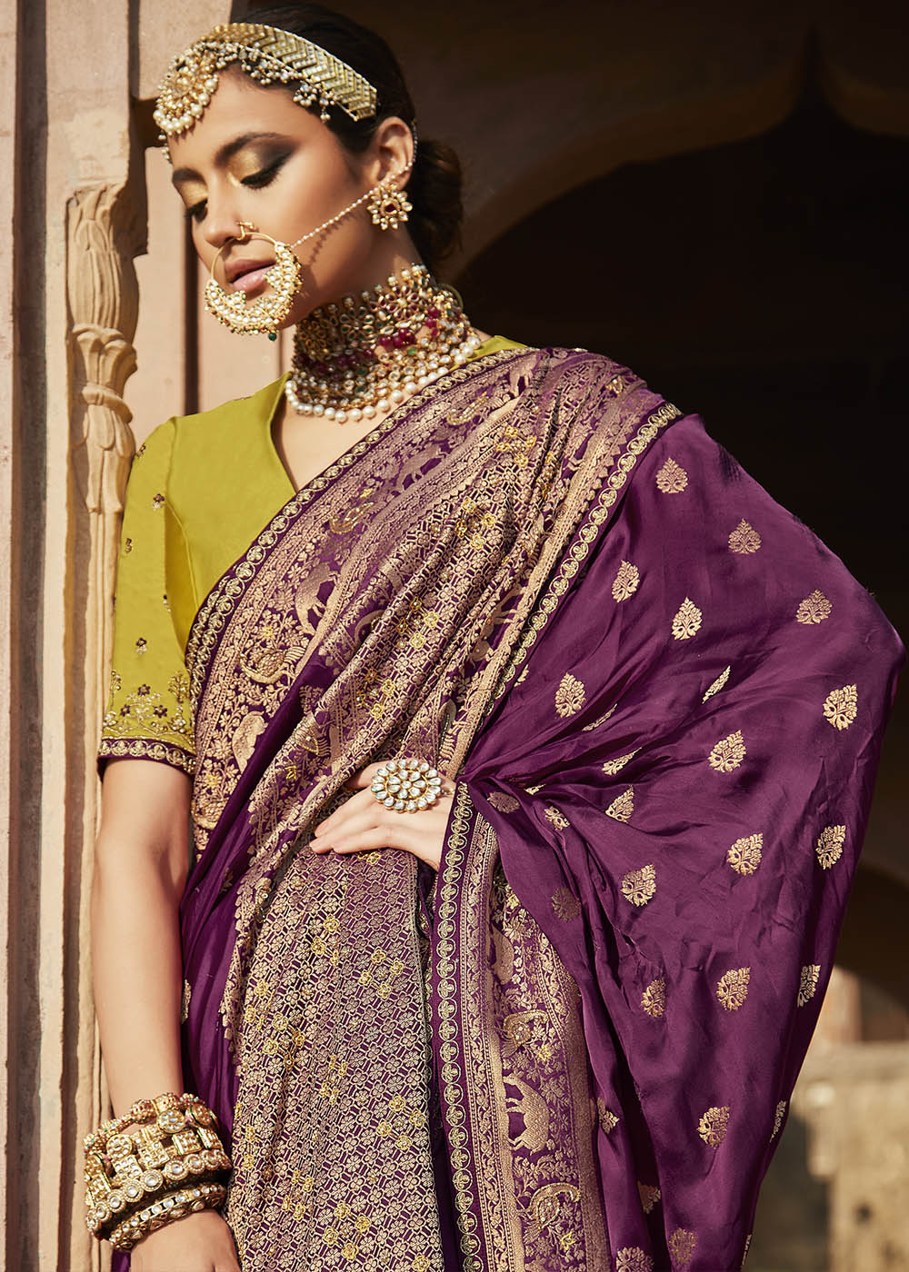 MySilkLove Candy Purple Zari Woven Banarasi Silk Saree with Embroidered Blouse