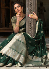 Leather Green Zari Woven Tussar Silk Saree
