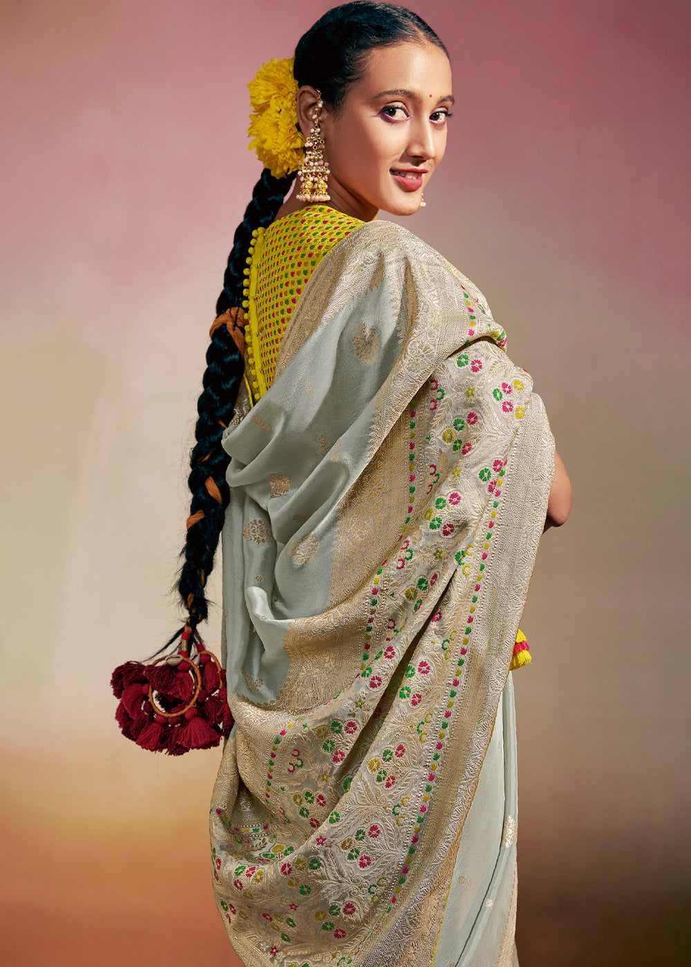 MySilkLove Edward Blue Woven Banarasi Soft Silk Saree